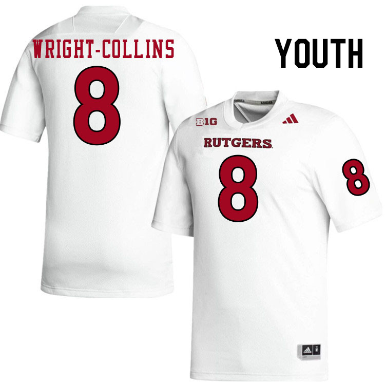 Youth #8 Jamier Wright-Collins Rutgers Scarlet Knights 2024 College Football Jerseys Stitched-White